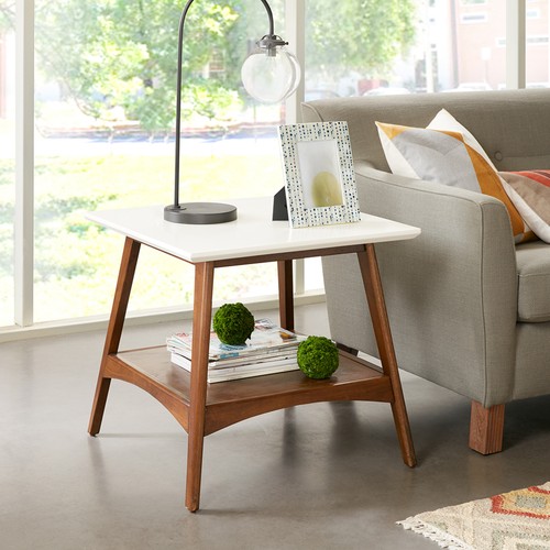 White and pecan wood - white, table